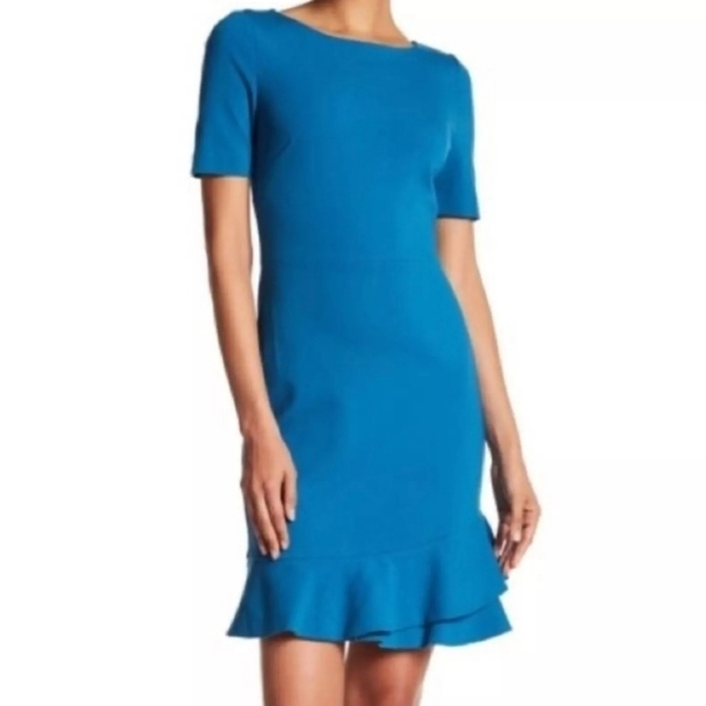 DVF DIANE VON FURSTENBERG Serafina Mini Sheath Dress in Peacock Blue Sz 6
